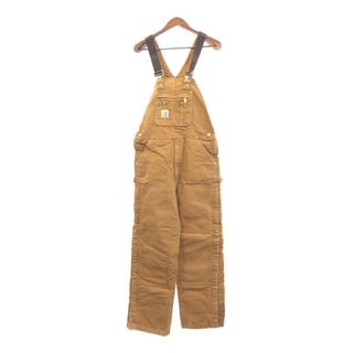 carhartt - 00年代 Carhartt カーハート ダック ダブルニー ビブオーバーオール ワーク ライトブラウン (メンズ W34 L32) 中古 古着 Q5254