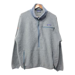 パタゴニア(patagonia)のpatagonia パタゴニア フリースジャケット ハーフジップ アウトドア ワンポイントロゴ グレー (メンズ 52) 中古 古着 Q5271(その他)