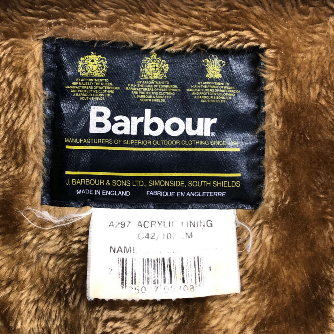 Barbour(バーブァー)の90年代 イングランド製 Barbour バブアー アクリル ライナーベスト アウター ブラウン (メンズ C42) 中古 古着 Q5293 メンズのトップス(ベスト)の商品写真