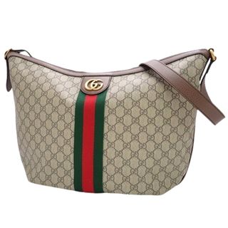 グッチ(Gucci)のGUCCI(グッチ) オフィディア クロスボディバッグ ショルダーバッグ ウェブライン 肩掛け 斜め掛け ダブルＧ ハーフムーンシェイプ GGスプリームキャンバス ベージュ エボニー レッド赤 グリーン緑 アンティークゴールド金具 547939 ユニセックス 40802094318【中古】【アラモード】(ショルダーバッグ)