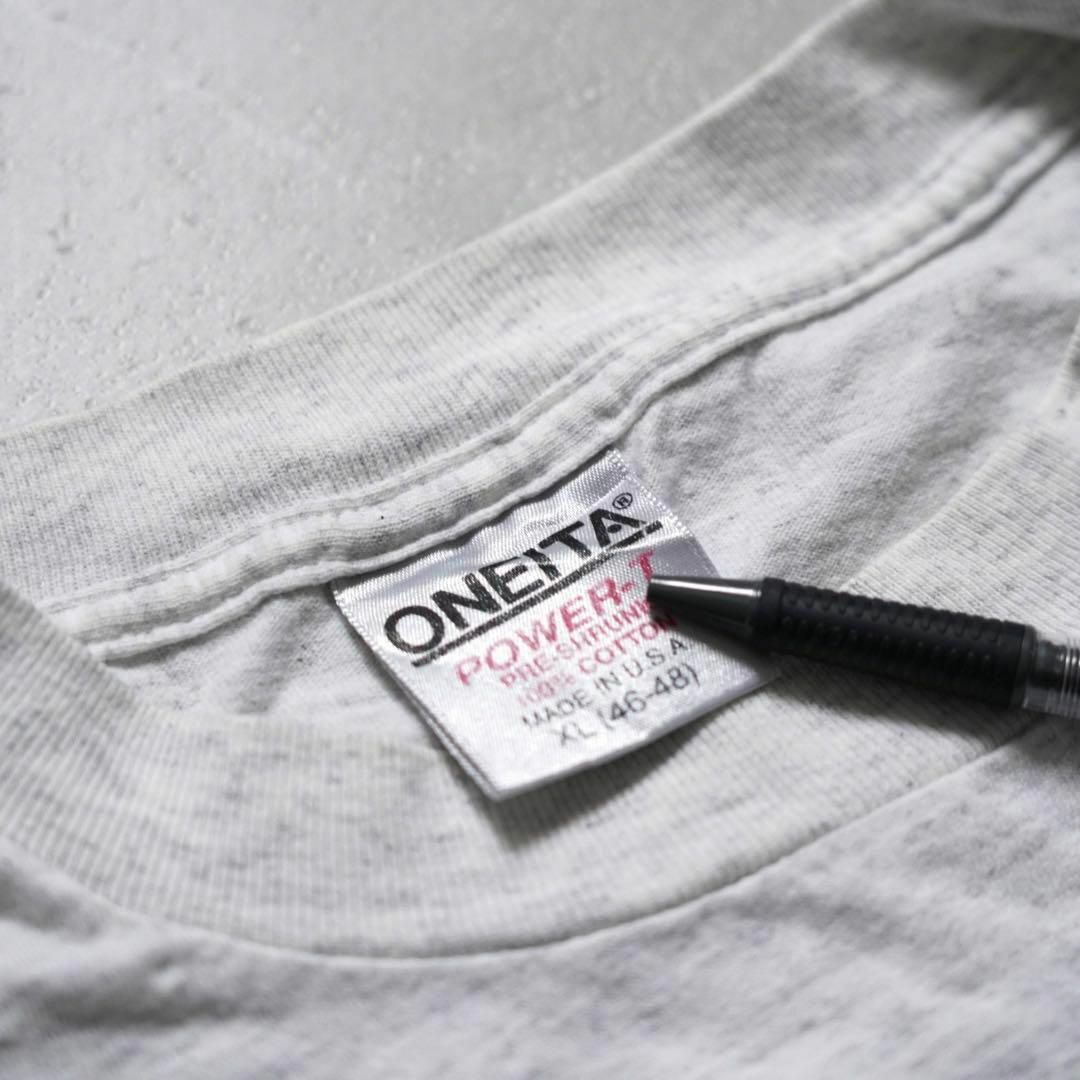 ONEITA(オニータ)のオニータ　XLサイズ　USA製　90s ライトグレー　プリントTシャツ　半袖 メンズのトップス(Tシャツ/カットソー(半袖/袖なし))の商品写真
