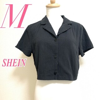 SHEIN - シーイン　ジャケット　M　ネイビー　半袖　きれいめ　綿100%　ショート丈