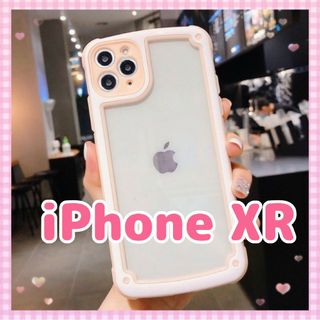 【iPhoneXR】ピンク iPhoneケース 大人気 シンプル フレーム(iPhoneケース)