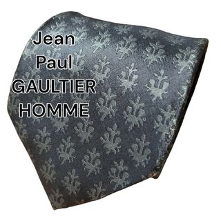 【Jean Paul GAULTIER HOMME】カーキ系　総柄　日本製(ネクタイ)