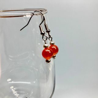 ピアス　キャッツアイピアス(レッド)  パワーストーンピアス S (ピアス)