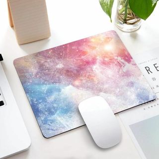 【色: 20x20cm 虹色の月】マウスパッド 四角 惑星 宇宙 プラネット 布(PC周辺機器)