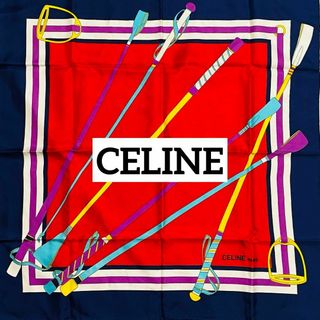 セリーヌ(celine)の★CELINE★ スカーフ 馬具 鞭 ネイビー レッド(バンダナ/スカーフ)