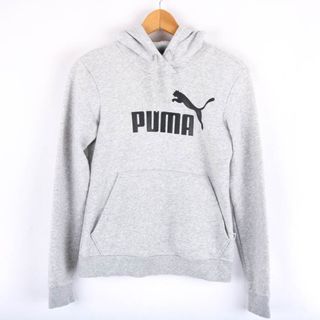 PUMA - プーマ パーカー トップス スウェット スエット フロントロゴ スポーツウエア レディース Sサイズ グレー×黒 PUMA