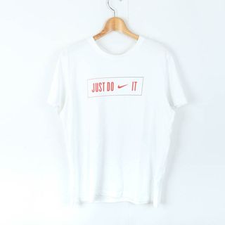 ナイキ(NIKE)のナイキ 半袖Ｔシャツ トップス ロゴT スポーツウエア ドライフィット JUST DO IT メンズ Lサイズ 白×赤 NIKE(Tシャツ/カットソー(半袖/袖なし))