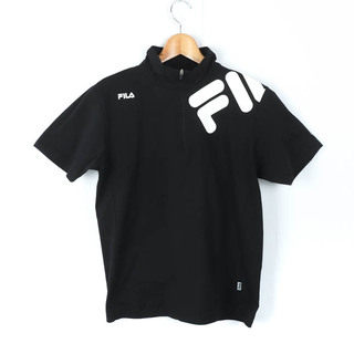 FILA - フィラ ポロシャツ トップス ハーフジップ ハイネック ゴルフウエア メンズ Mサイズ 黒×白 FILA