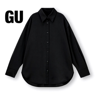 GU - GU サテンオーバーサイズシャツ(長袖）