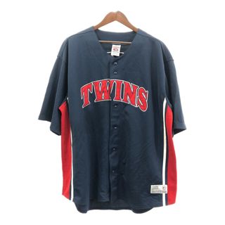 00年代 TRUE FAN MLB ミネソタ・ツインズ ゲームシャツ ユニフォーム プロチーム ネイビー (メンズ M) 中古 古着 Q5576(その他)