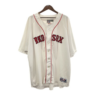 00年代 Majestic マジェスティック MLB ボストン・レッドソックス ゲームシャツ ユニフォーム 大きいサイズ (メンズ 4XL) 中古 古着 Q5577(その他)