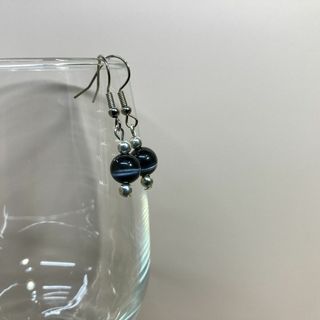 ピアス　キャッツアイピアス(ブラックグレー)  パワーストーンピアス S (ピアス)