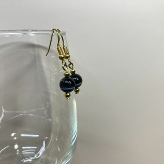 ピアス　キャッツアイピアス(ブラックグレー)  パワーストーンピアス G (イヤリング)