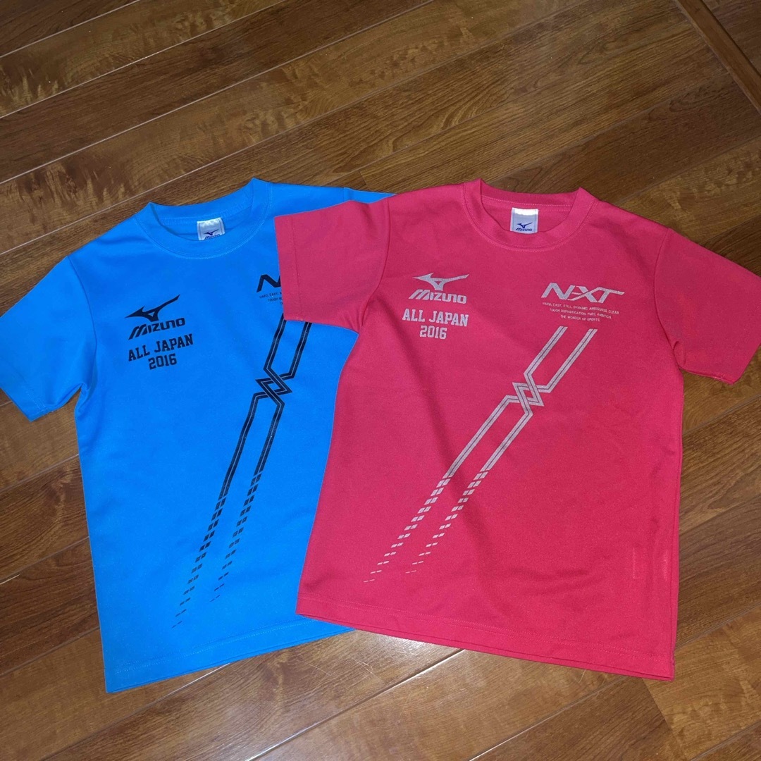 MIZUNO(ミズノ)の1回着美品　ミズノ　テニスウェア　Tシャツ　JL 2枚セット　ブルーピンク スポーツ/アウトドアのテニス(ウェア)の商品写真