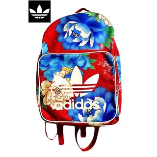 アディダス(adidas)のアディダス 赤 花柄 リュック バッグ ジャージ 着物 和柄 牡丹 バックパック(リュック/バックパック)