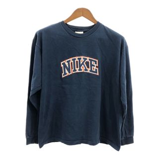 ナイキ(NIKE)の00年代 NIKE ナイキ ロゴ 長袖Ｔシャツ スポーツ ネイビー (メンズ L) 中古 古着 Q5581(Tシャツ/カットソー(七分/長袖))