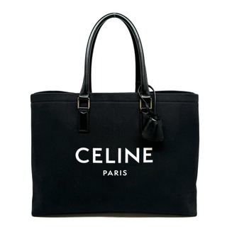 celine - セリーヌ CELINE ホリゾンタルカバ バッグ トートバッグ キャンバス レザー ブラック 黒 ゴールド金具