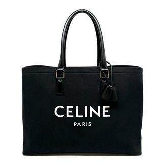 セリーヌ CELINE ホリゾンタルカバ バッグ トートバッグ キャンバス レザー ブラック 黒 ゴールド金具