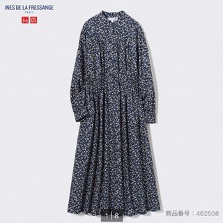 ユニクロ(UNIQLO)のユニクロ　イネス  花柄　小花柄　コットンツイルワンピース　ワンピース　コラボ(ロングワンピース/マキシワンピース)