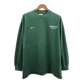 ナイキ(NIKE)の90年代 USA製 NIKE ナイキ モックネック 長袖Ｔシャツ スポーツ グリーン (メンズ XL) 中古 古着 Q5585(Tシャツ/カットソー(七分/長袖))