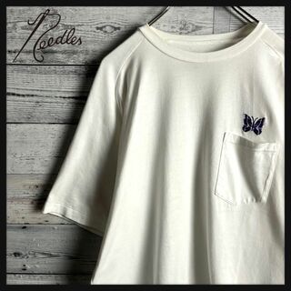 【人気Lサイズ】ニードルス☆パピヨン刺繍ロゴ入りポケットTシャツ