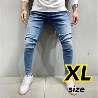 新品 スキニー デニム XL ライトブルー ボトムス Gパン ストレッチ パンツ(デニム/ジーンズ)