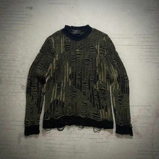 DIESEL - 超美品 DIESEL Y2K グランジ ダメージ加工 xs 迷彩 ニット