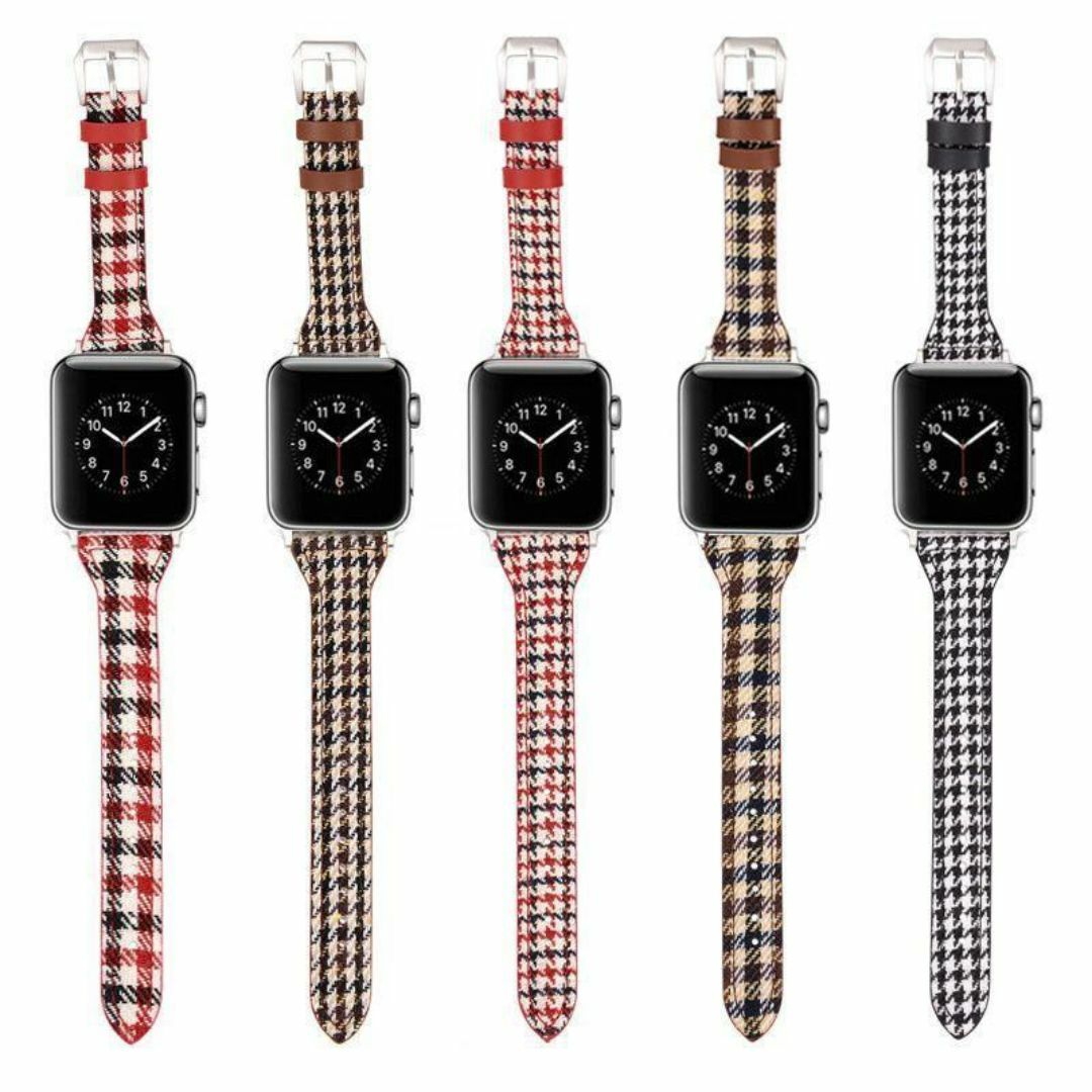 【最終値下げ！新品未使用】 アップルウォッチバンド 千鳥格子柄 黒 レディースのファッション小物(腕時計)の商品写真