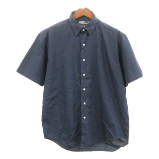 ポロラルフローレン(POLO RALPH LAUREN)の90年代 Polo by Ralph Lauren ポロ ラルフローレン MARLOWE 半袖シャツ ワンポイントロゴ ネイビー (メンズ L) 中古 古着 Q5601(シャツ)