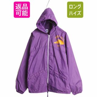 90s USA製 ラッセル ナイロン パーカー ジャケット メンズ M 古着 オールド ウインドブレーカー RUSSELL カレッジ ウイングフット プリント(ナイロンジャケット)