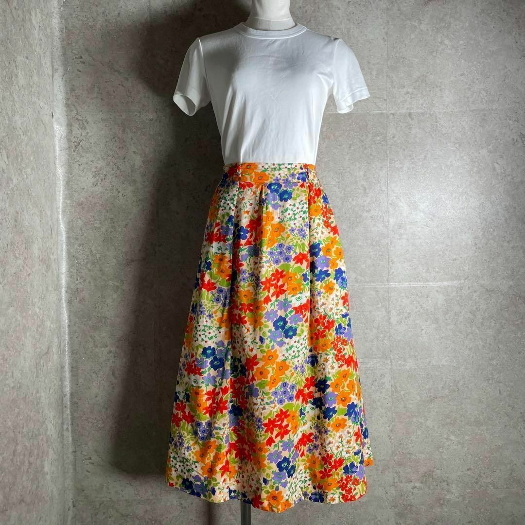 VINTAGE(ヴィンテージ)の70s 80s ユーロヴィンテージ 花柄 ポリエステルスカート ベルトループ有 レディースのスカート(その他)の商品写真
