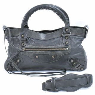 バレンシアガバッグ(BALENCIAGA BAG)の本物 バレンシアガ BALENCIAGA ザ ファースト 2WAY ショルダーバッグ ハンドバッグ レザー ブラック 103208 The First バッグ 中古(ショルダーバッグ)