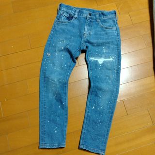 デニムダンガリー(DENIM DUNGAREE)のデニムダンガリー☆ダメージペイントデニム　ストレッチパンツ  130センチ(パンツ/スパッツ)