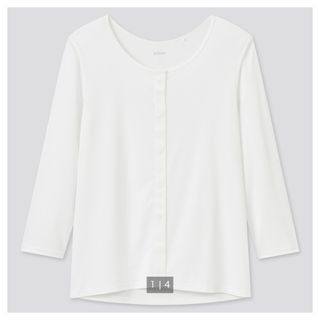 ユニクロ(UNIQLO)の新品　UNIQLO  エアリズム　xs マエアキ　Uネック　八分袖(その他)