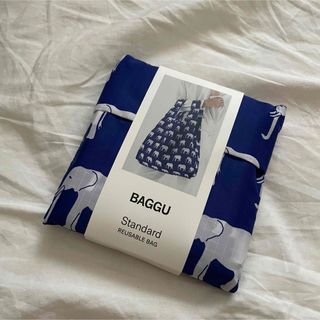 BAGGU スタンダード　エコバック　エレファント　ブルー　象　アニマル　青　白(エコバッグ)