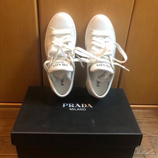 PRADA - PRADA ブラッシュドレザーxレザースニーカー