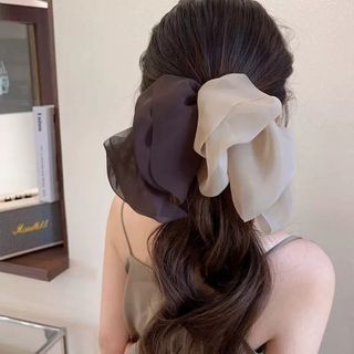 バレッタクリップ リボン 髪飾り ヘアーアクセ 髪留め  蝶結び ベージュ(バレッタ/ヘアクリップ)