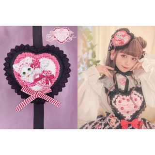 アンジェリックプリティー(Angelic Pretty)のコラボ廃盤品 ショコラ キャット・飴ノ森ふみかコラボ ハートヘッドドレス 黒(アクセサリー)