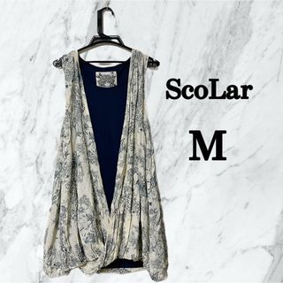 【美品】ScoLar スカラー　ノースリーブ　バルーンワンピース　M 花柄