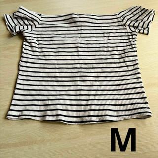 Tシャツ　ショート丈　ボーダー　レディース　半袖　H&M Mサイズ(Tシャツ(半袖/袖なし))