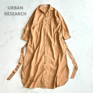 URBAN RESEARCH - アーバンリサーチ 高機能リネンシャツワンピース ベルト付き 羽織り オレンジ