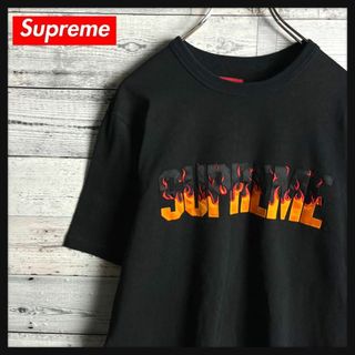 シュプリーム(Supreme)の【超人気デザイン】シュプリーム☆センター刺繍ロゴ半袖Tシャツ 炎 ファイヤー(Tシャツ/カットソー(半袖/袖なし))