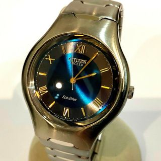 シチズン(CITIZEN)のシチズン（（CITIZEN） エクシード A784-H17125 ソーラー 　エコドライブ　ネイビー文字盤 現状稼働品　メンテナンス不明　電池残量不明 【中古】KB-8366(腕時計(アナログ))