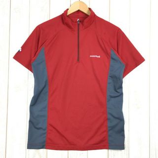 モンベル(mont bell)のMENs M モンベル クールハーフスリーブジップシャツ ショートスリーブ 速乾 MONTBELL 1104928 レッド系(その他)