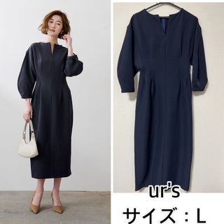 ur's - 新品❤️ur's オフィスキーネックタックウエストワンピース　ユアーズ