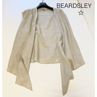 希少★美品BEARDSLEYリネンフレンチスリーブ前結びブラウスジレ風2way