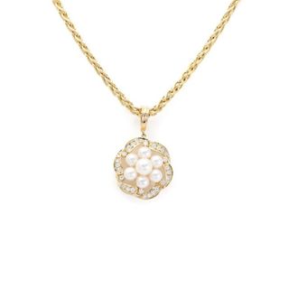 ミキモト(MIKIMOTO)のミキモト アコヤパール ダイヤモンド K18YG イエローゴールド ネックレス 中古(ネックレス)