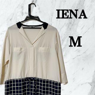 イエナ(IENA)の【美品】イエナ IENA  ドッキングワンピース  シャツワンピース　ベージュ(ひざ丈ワンピース)